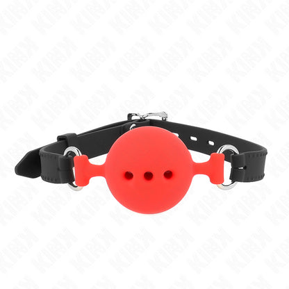 KINK FULL SILICONE GAG 55 x 2 CM WITH 5 CM BALL SIZE L RED ADJUSTABLE 35 51 CM