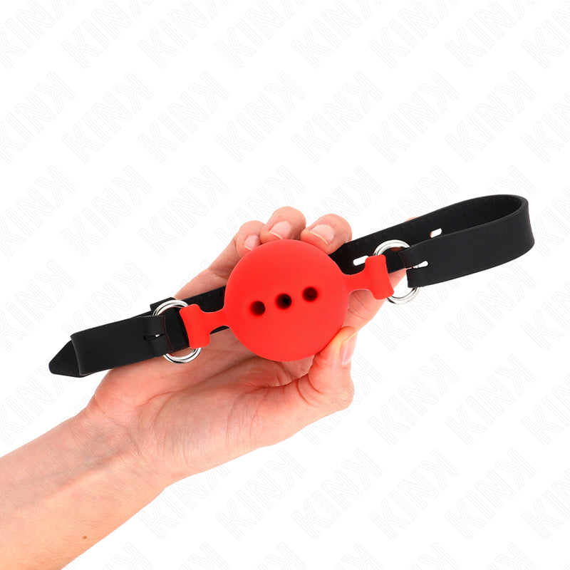 KINK FULL SILICONE GAG 55 x 2 CM WITH 5 CM BALL SIZE L RED ADJUSTABLE 35 51 CM