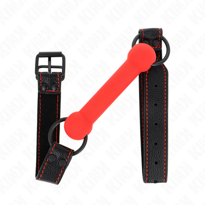 KINK BONE GAG WITH LEATHERETTE STRAP RED ADJUSTABLE 41 57 CM