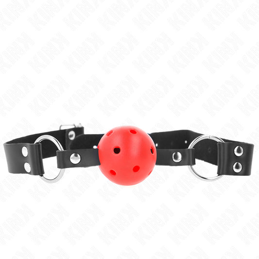 KINK BREATHABLE BALL 4 CM GAG WITH DOUBLE RIVET RED 625 x 25 CM ADJUSTABLE 42 58 CM