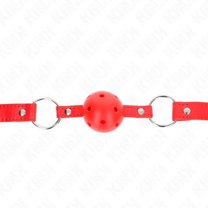 KINK BREATHABLE BALL 4 CM GAG WITH DOUBLE RIVET MODEL 1 RED 625 x 25 CM ADJUSTABLE 42 58 CM