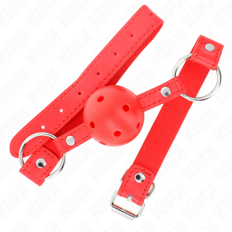 KINK BREATHABLE BALL 4 CM GAG WITH DOUBLE RIVET MODEL 1 RED 625 x 25 CM ADJUSTABLE 42 58 CM