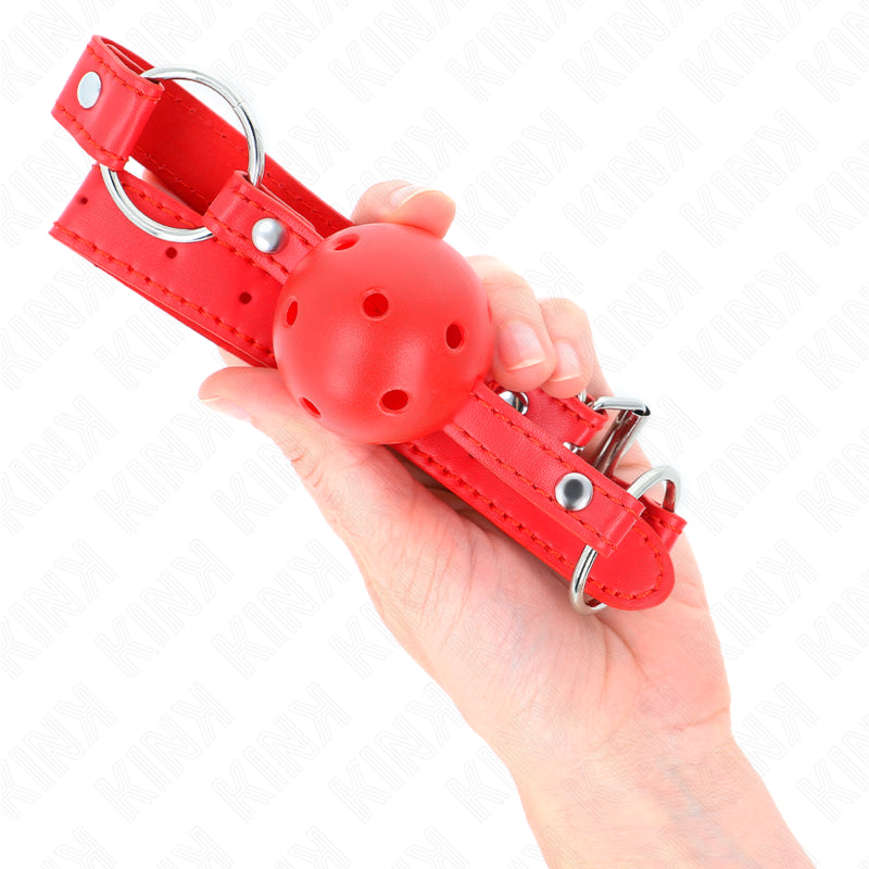 KINK BREATHABLE BALL 4 CM GAG WITH DOUBLE RIVET MODEL 1 RED 625 x 25 CM ADJUSTABLE 42 58 CM