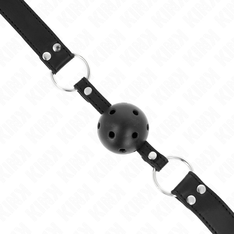 KINK BREATHABLE BALL 4 CM GAG WITH DOUBLE RIVET MODEL 1 BLACK 625 x 25 CM ADJUSTABLE 42 58 CM