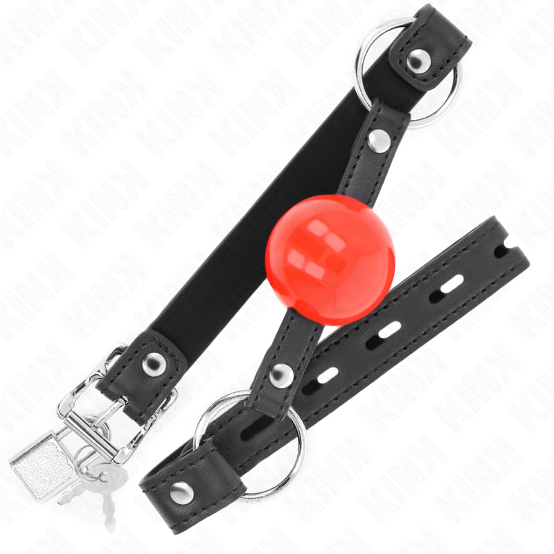 KINK BALL 4 CM GAG WITH LOCK RED BALL BLACK STRAP 60 x 2 CM