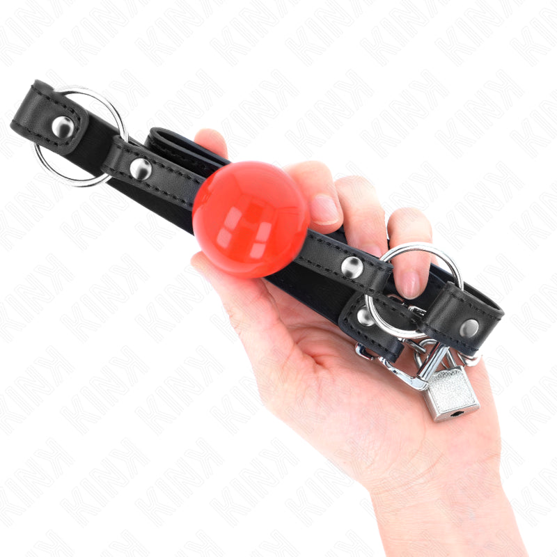 KINK BALL 4 CM GAG WITH LOCK RED BALL BLACK STRAP 60 x 2 CM