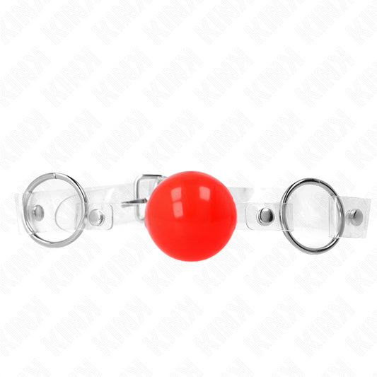 KINK RED TRANSPARENT PVC BALL 4 CM GAG ADJUSTABLE