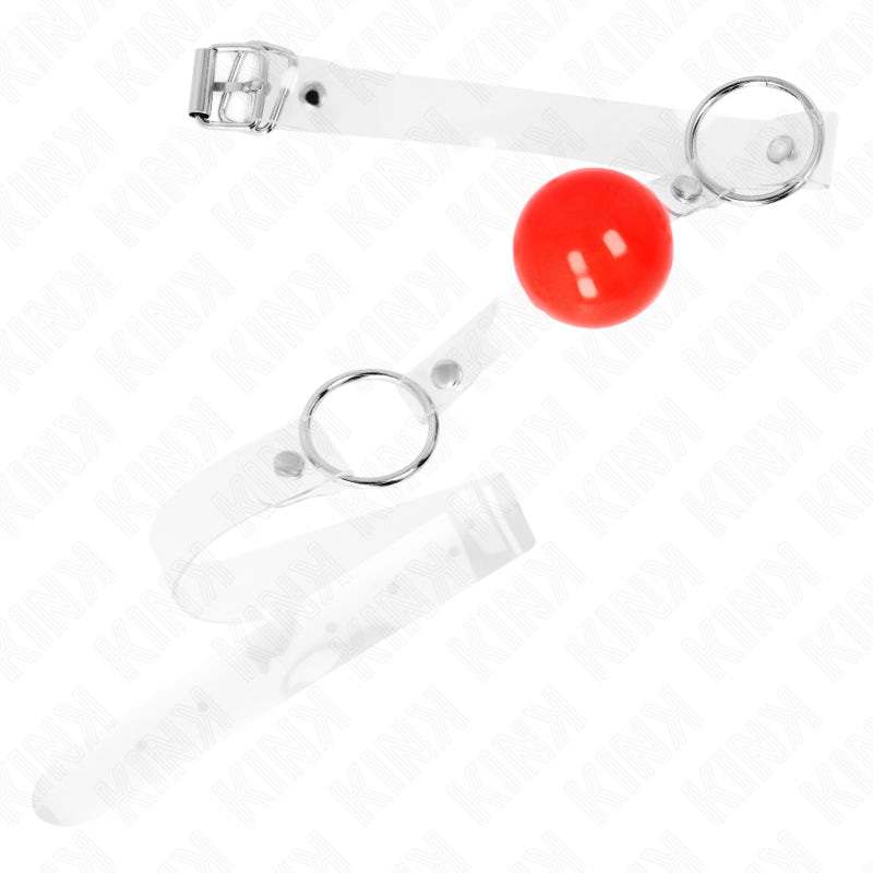 KINK RED TRANSPARENT PVC BALL 4 CM GAG ADJUSTABLE