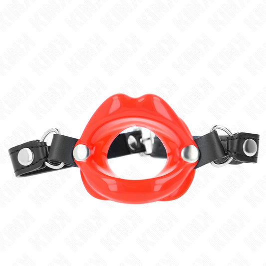 KINK LIP 8 CM GAG WITH RED LEATHERETTE STRAP 63 x 2 CM ADJUSTABLE 39 58 CM