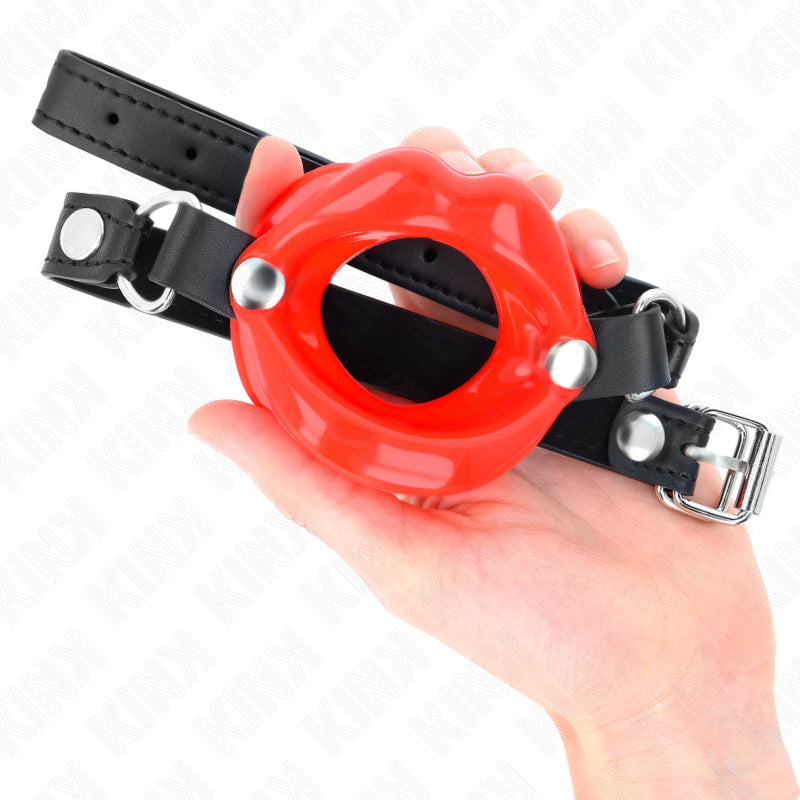 KINK LIP 8 CM GAG WITH RED LEATHERETTE STRAP 63 x 2 CM ADJUSTABLE 39 58 CM