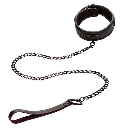 CALEXOTICS NOCTURNAL COLLAR LEASH LEATHER ADJUSTABLE BLACK