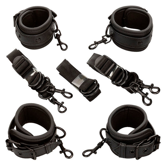 CALEXOTICS NOCTURNAL BED RESTRAINTS LEATHER ADJUSTABLE BLACK