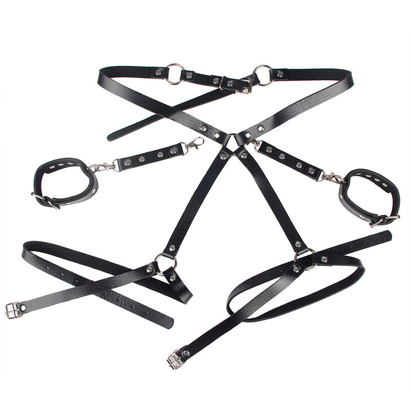 SUBBLIME 953690 HANDCUFFS WITH BONDAGE BELT BLACK ONE SIZE