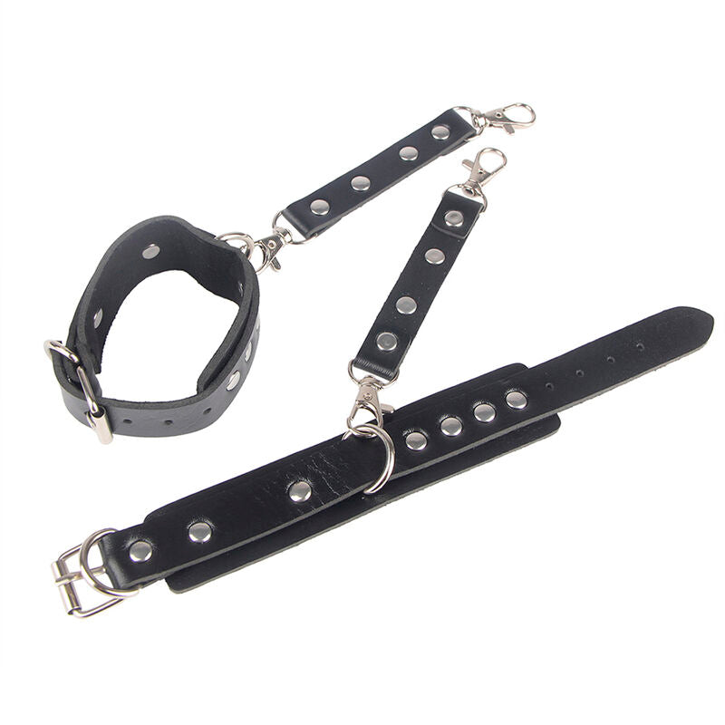 SUBBLIME 953690 HANDCUFFS WITH BONDAGE BELT BLACK ONE SIZE