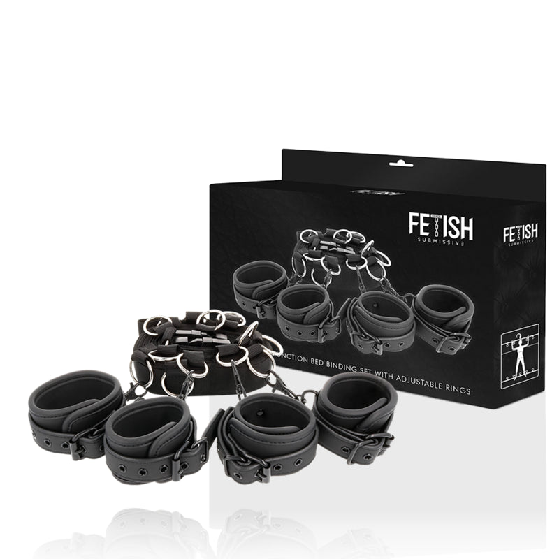 FETISH SUBMISSIVE LUXURY BED TIES SET WITH NOPRENE LINING