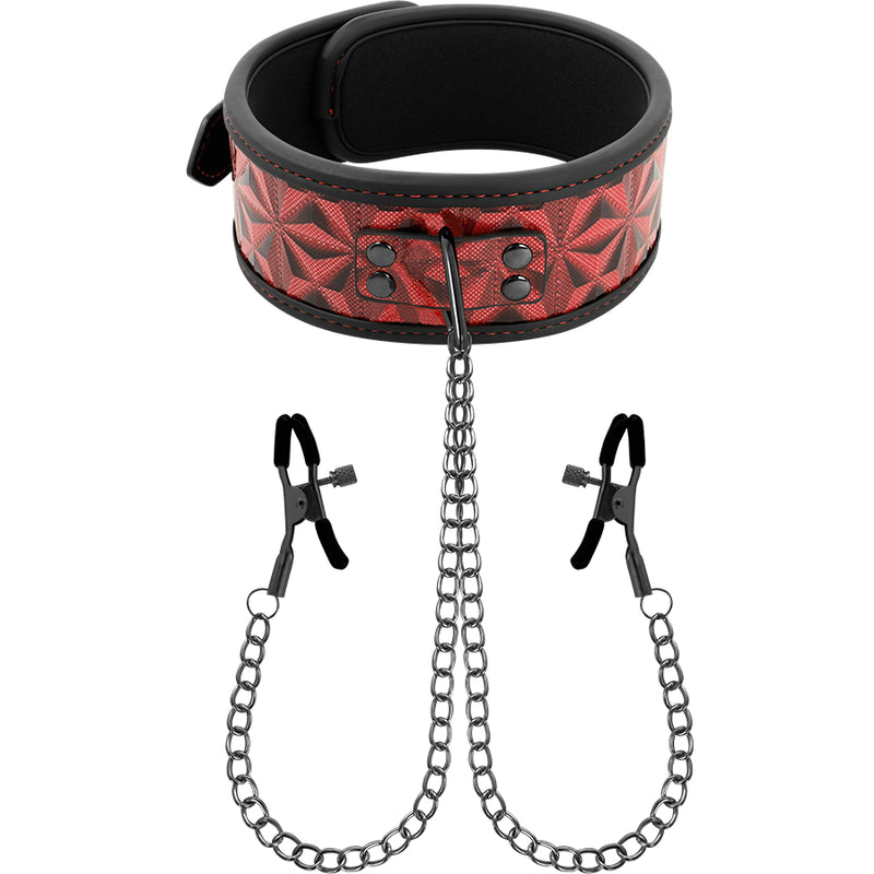 BEGME RED EDITION COLLAR WITH NIPPLE CLAMPS WITH NEOPRENE LINING