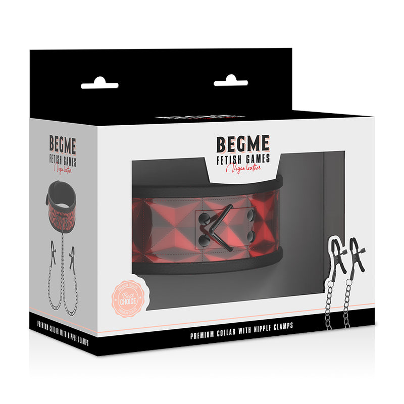 BEGME RED EDITION COLLAR WITH NIPPLE CLAMPS WITH NEOPRENE LINING