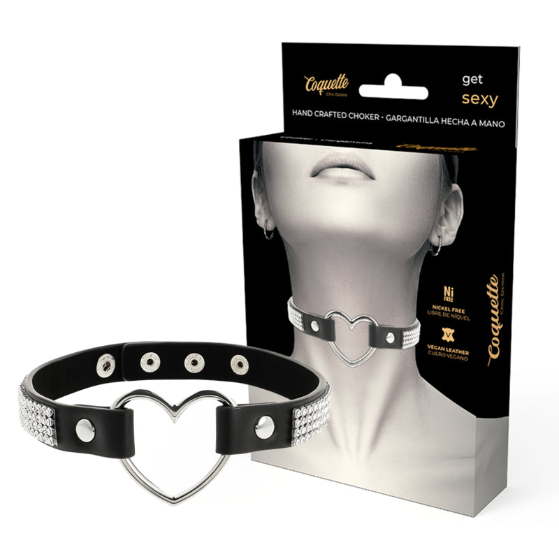 COQUETTE CHIC DESIRE VEGAN LEATHER CHOKER WITH HEART