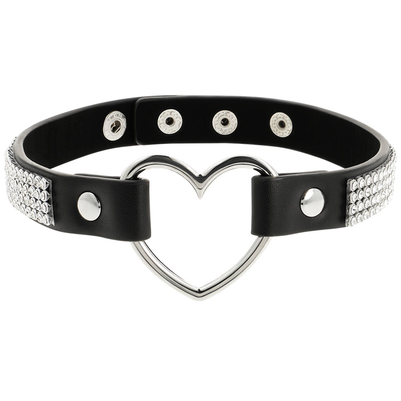 COQUETTE CHIC DESIRE VEGAN LEATHER CHOKER WITH HEART