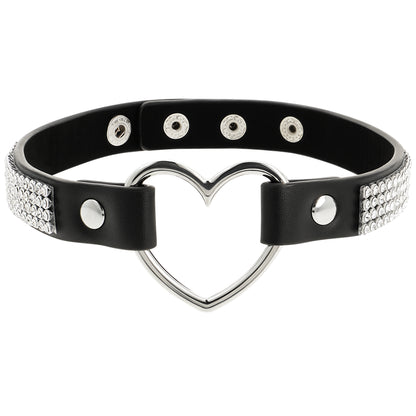 COQUETTE CHIC DESIRE VEGAN LEATHER CHOKER WITH HEART