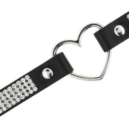 COQUETTE CHIC DESIRE VEGAN LEATHER CHOKER WITH HEART