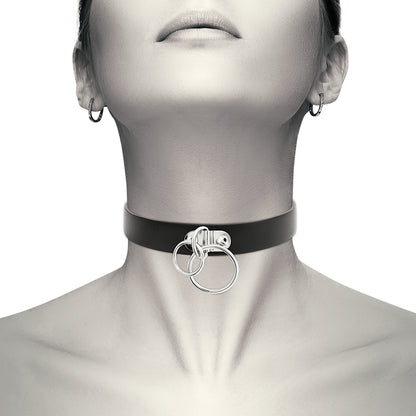 COQUETTE CHIC DESIRE DOUBLE RING VEGAN LEATHER CHOKER