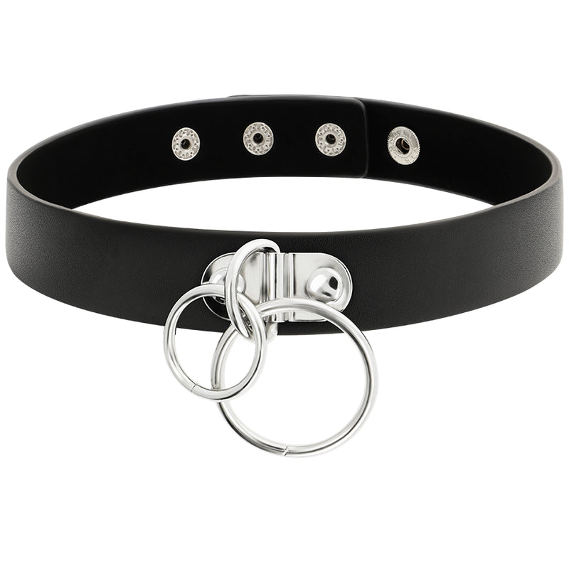 COQUETTE CHIC DESIRE DOUBLE RING VEGAN LEATHER CHOKER