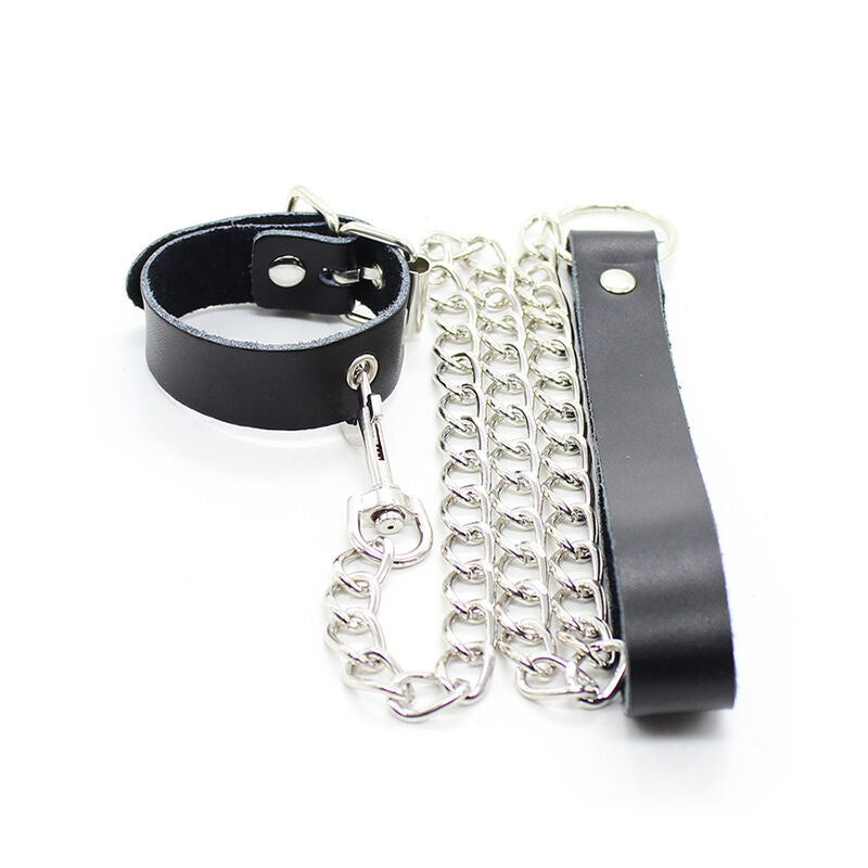 OHMAMA FETISH PENIS NECKLACE AND LEATHER STRAP WITH METAL CHAIN