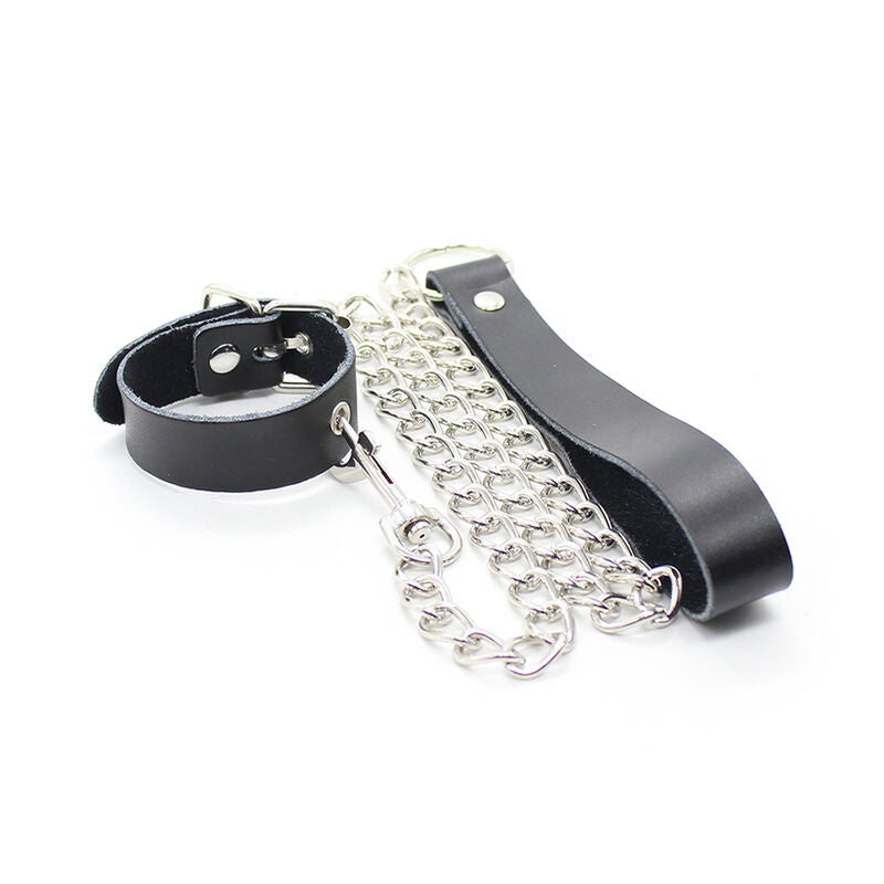 OHMAMA FETISH PENIS NECKLACE AND LEATHER STRAP WITH METAL CHAIN