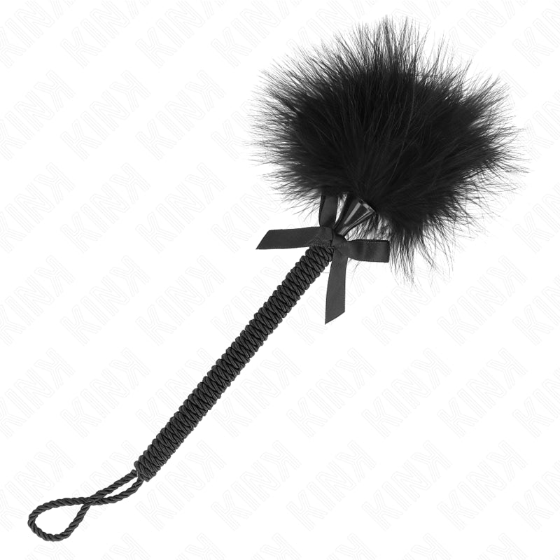 KINK NYLON ROPE WAND WITH TICKLE FEATHERS AND BLACK BOW 25 CM