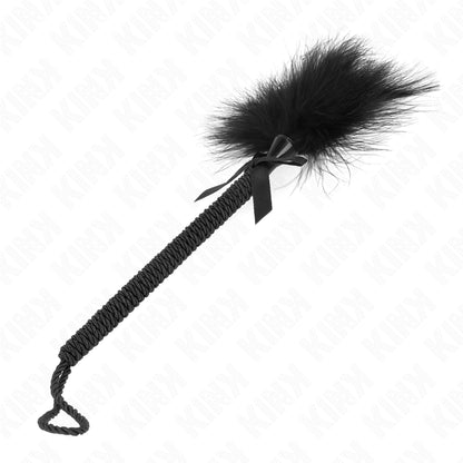 KINK NYLON ROPE WAND WITH TICKLE FEATHERS AND BLACK BOW 25 CM