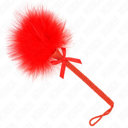 KINK NYLON ROPE WAND WITH TICKLE FEATHERS AND RED BOW 25 CM