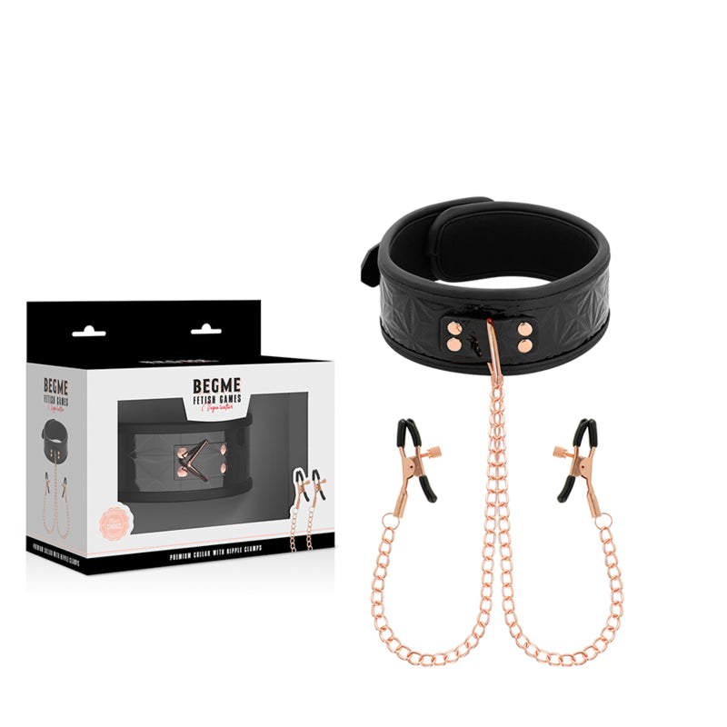 BEGME BLACK EDITION COLLAR WITH NIPPLE CLAMPS WITH NEOPRENE LINING