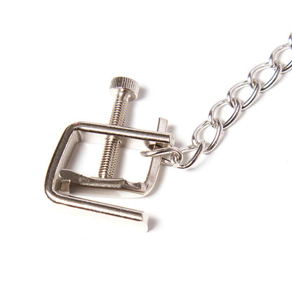 OHMAMA FETISH METAL SCREW CLAMPS WITH CHAIN