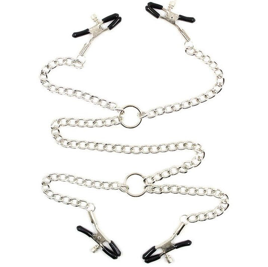 OHMAMA FETISH 4 NIPPLE Clamps WITH CHAINS