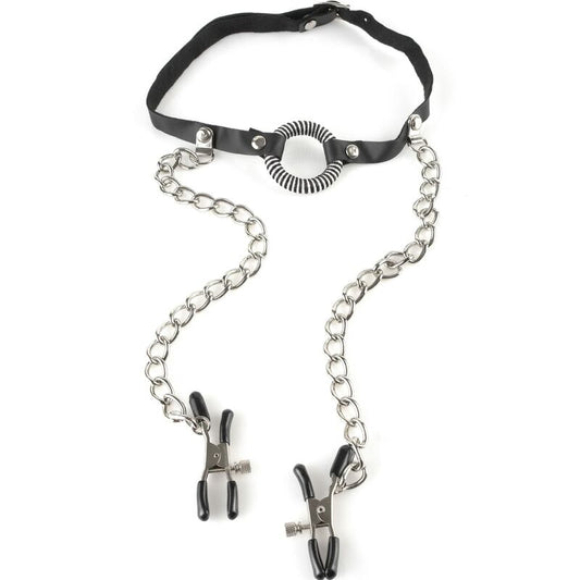 FETISH FANTASY SERIES GAG WITH NIPPLE CLAMPS