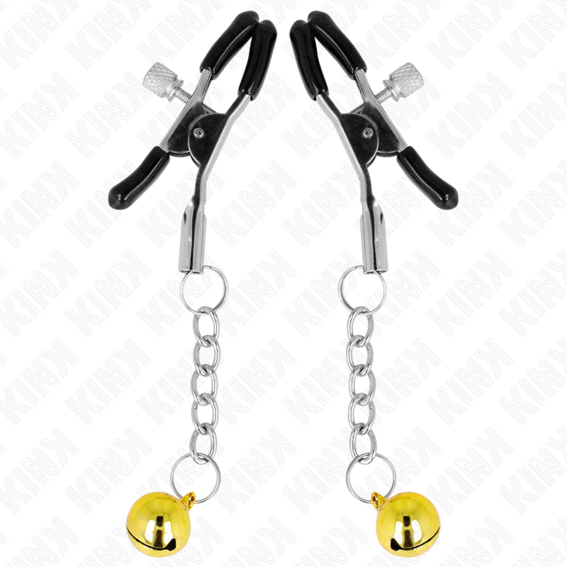 KINK GOLD JINGLE BELL PENDANT NIPPLE CLAMPS 6 CM