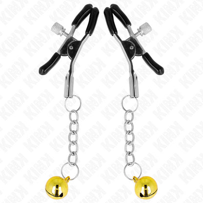 KINK GOLD JINGLE BELL PENDANT NIPPLE CLAMPS 6 CM