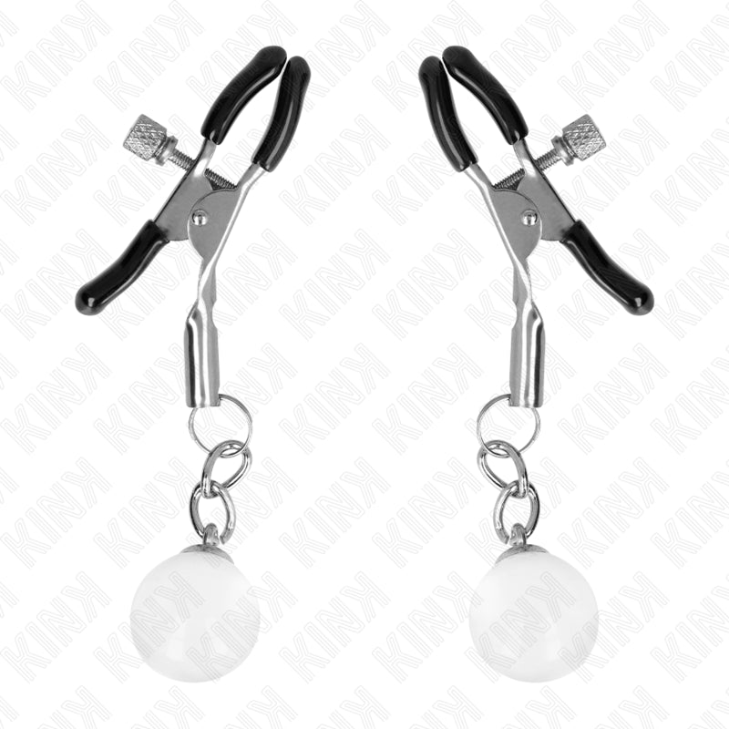 KINK GLASS BEAD NIPPLE CLAMPS SILVER 6 CM