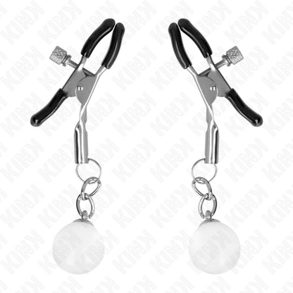 KINK GLASS BEAD NIPPLE CLAMPS SILVER 6 CM