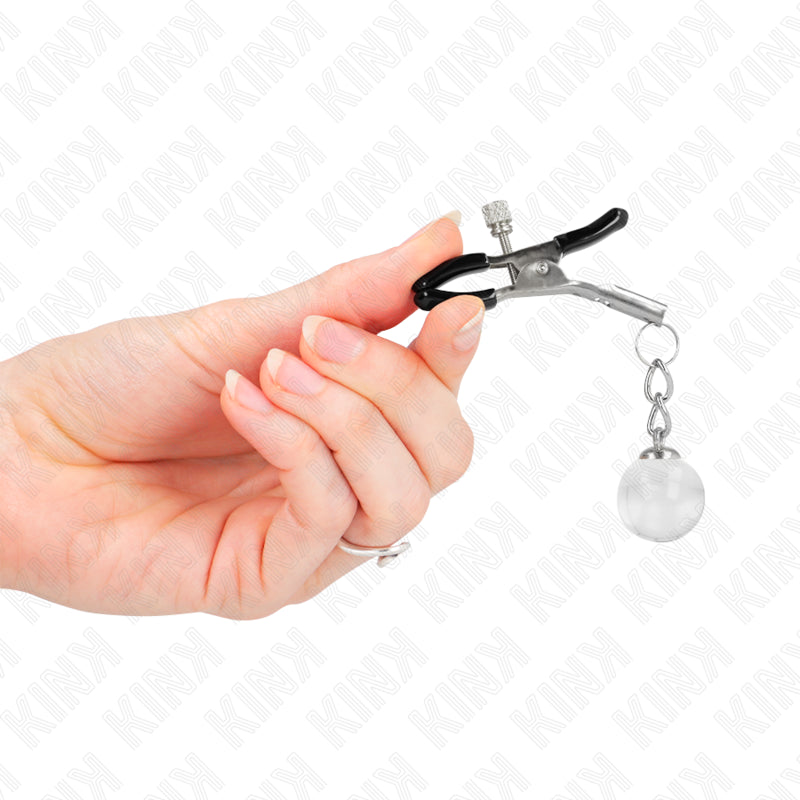 KINK GLASS BEAD NIPPLE CLAMPS SILVER 6 CM