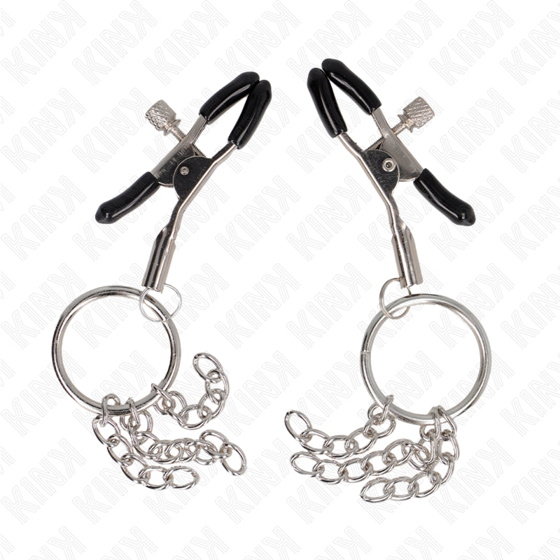 KINK O RING NIPPLE CLAMP AND LITTLE CHAIN SILVER 6 CM