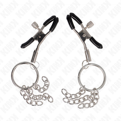 KINK O RING NIPPLE CLAMP AND LITTLE CHAIN SILVER 6 CM