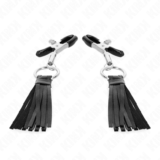 KINK LEATHERETTE TASSEL NIPPLE CLAMPS 6 CM