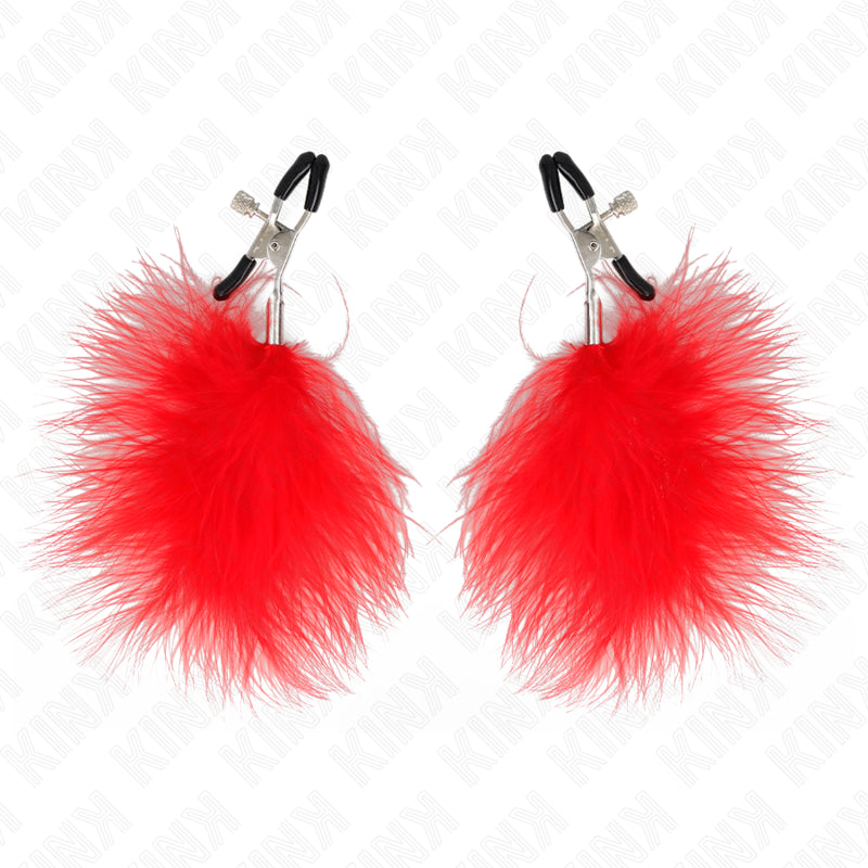 KINK FEATHER NIPPLE CLAMP RED 7 CM