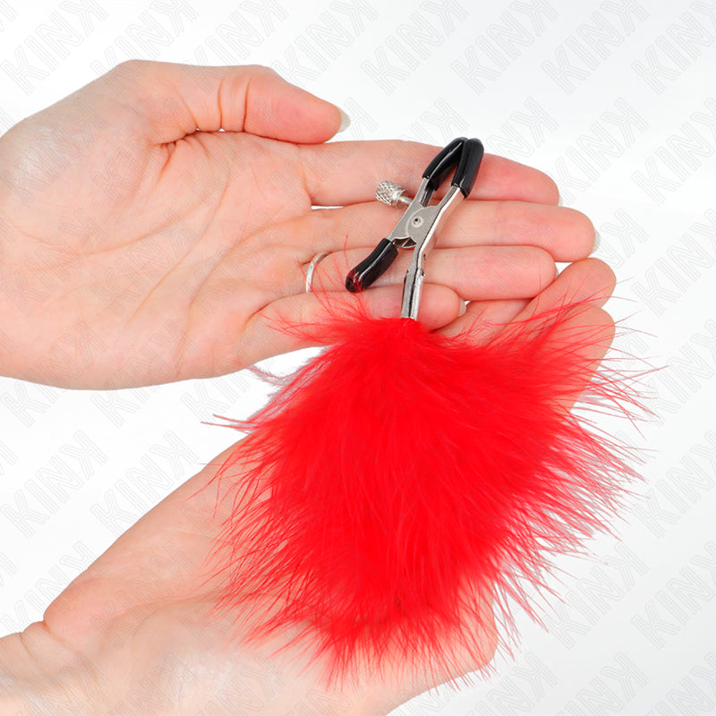 KINK FEATHER NIPPLE CLAMP RED 7 CM