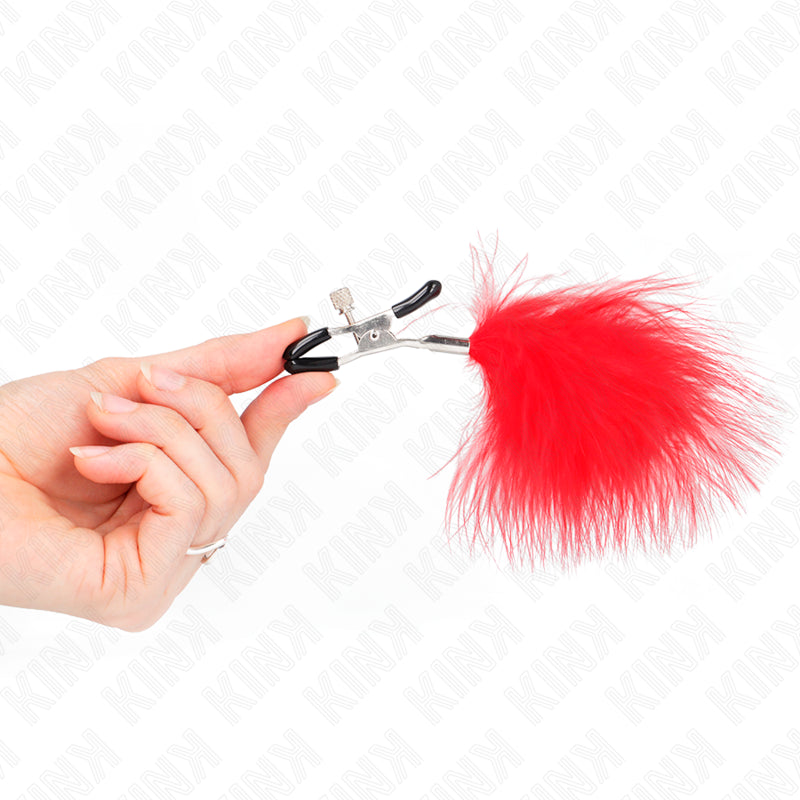 KINK FEATHER NIPPLE CLAMP RED 7 CM