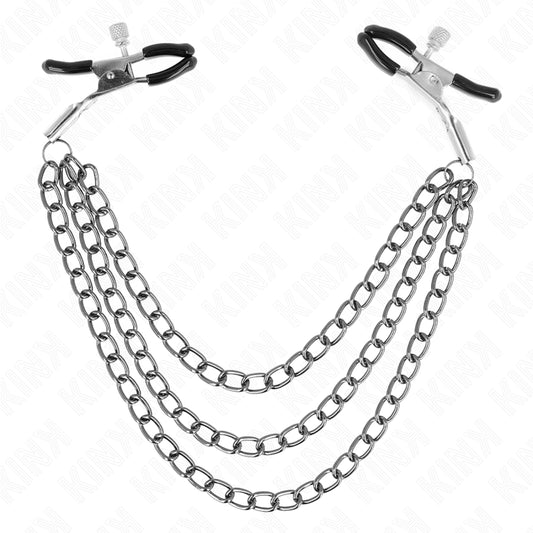 KINK NIPPLE CLAMPS WITH 3 CHAINS BLACK 20 23 28 CM