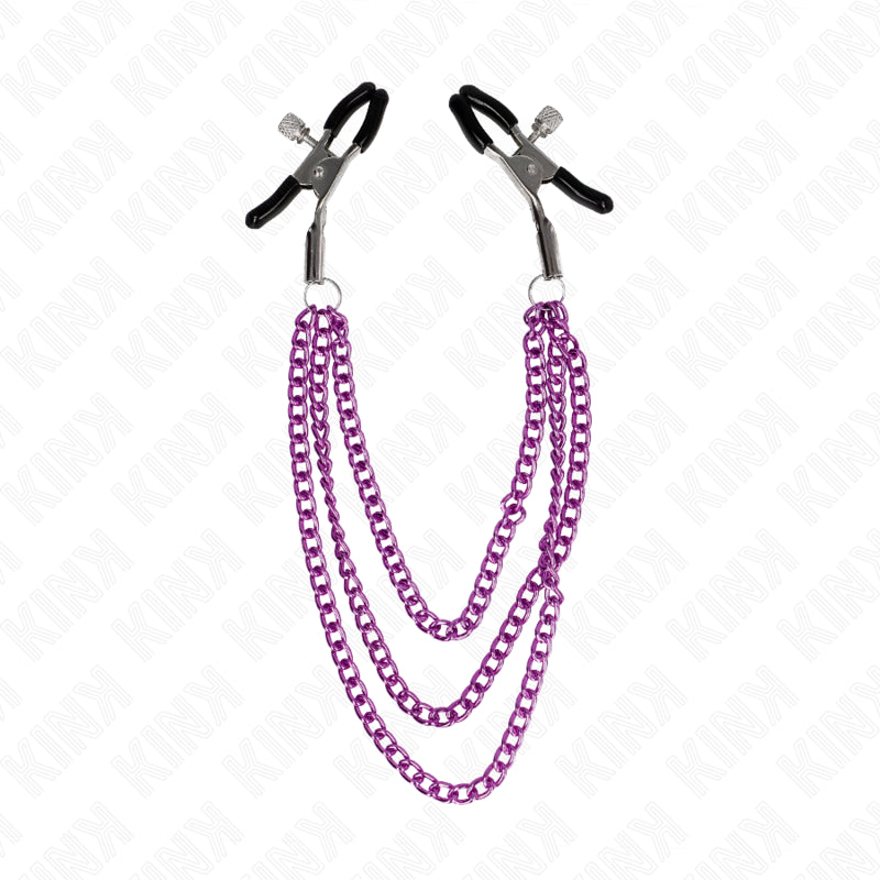 KINK NIPPLE CLAMPS WITH 3 CHAINS PURPLE 20 23 28 CM