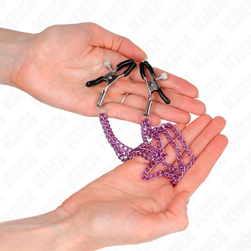 KINK NIPPLE CLAMPS WITH 3 CHAINS PURPLE 20 23 28 CM